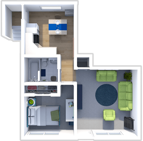 a floor plan of a one bedroom apartment
